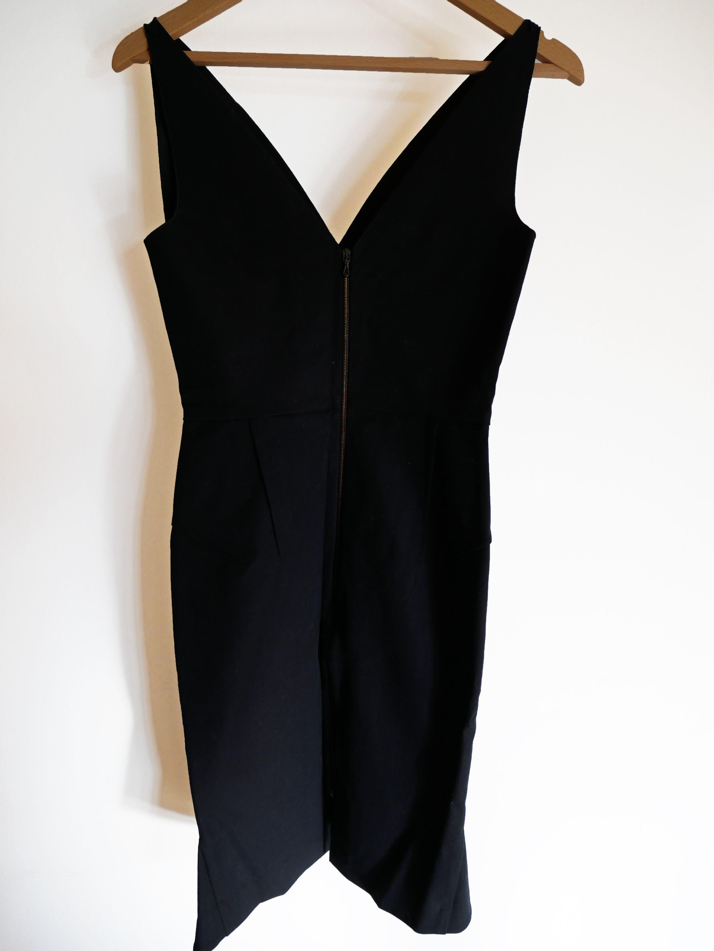 Jasper sleeveless black v-neck stretch twill dress