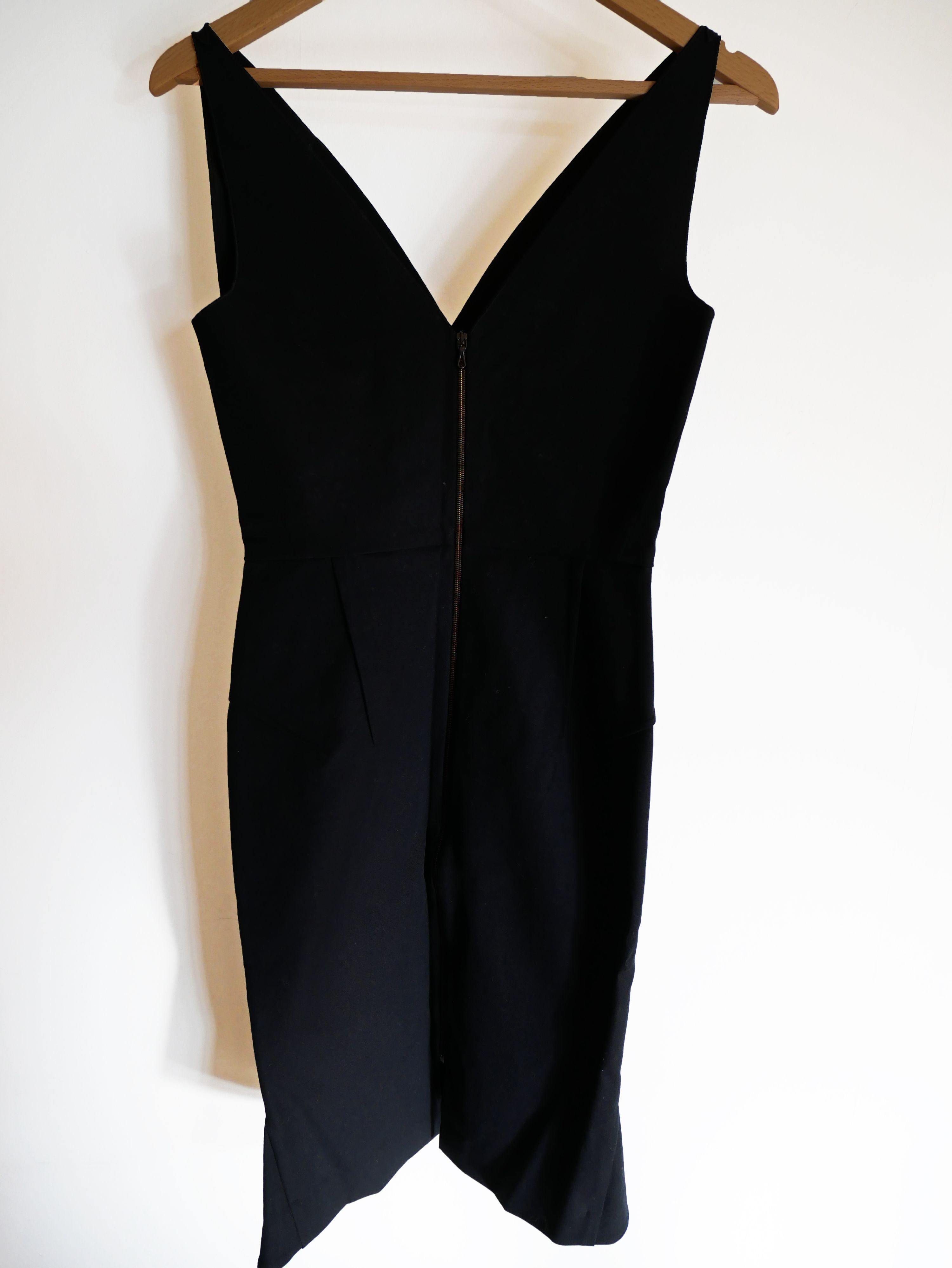 Jasper sleeveless black v-neck stretch twill dress