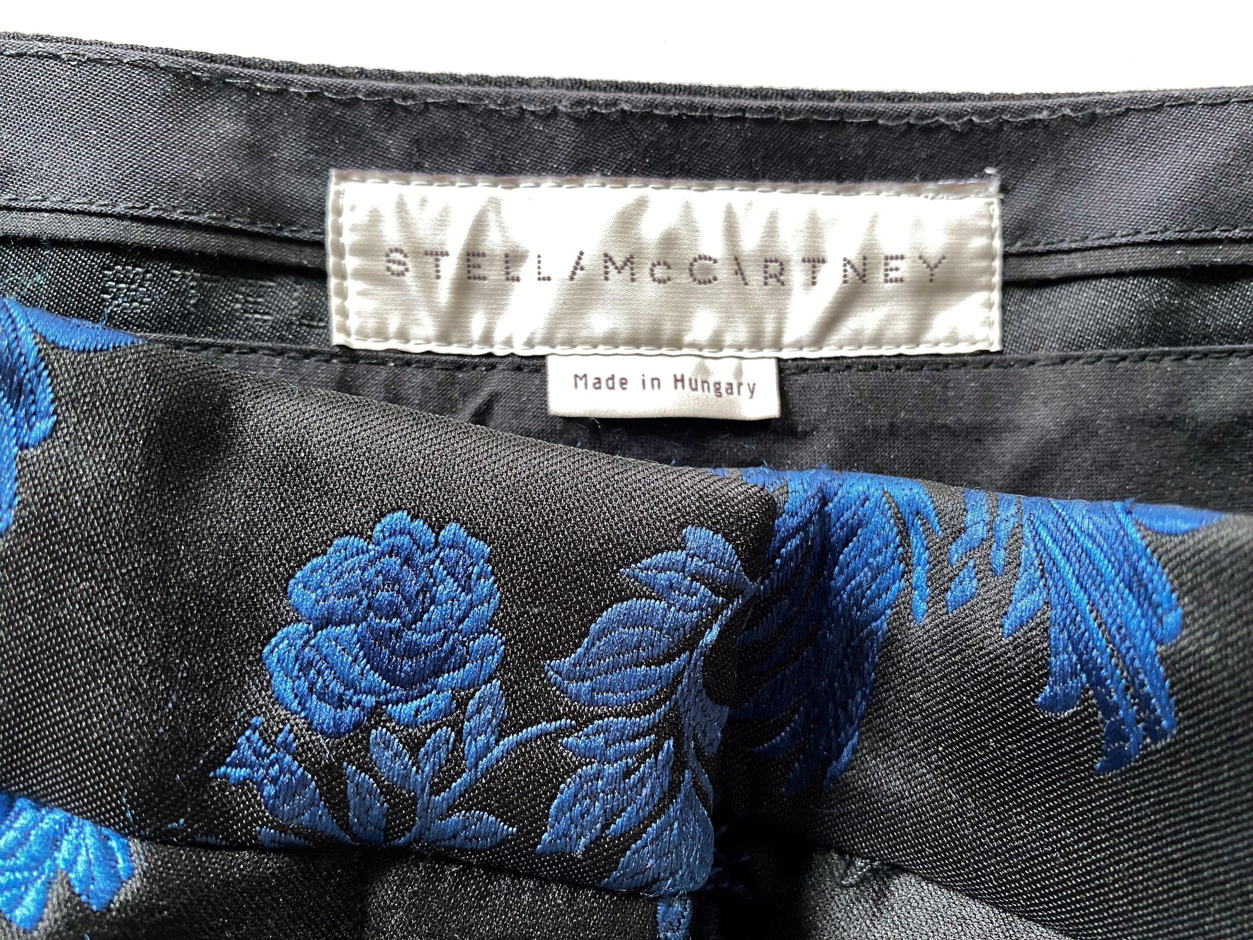 blue & black floral brocade trousers