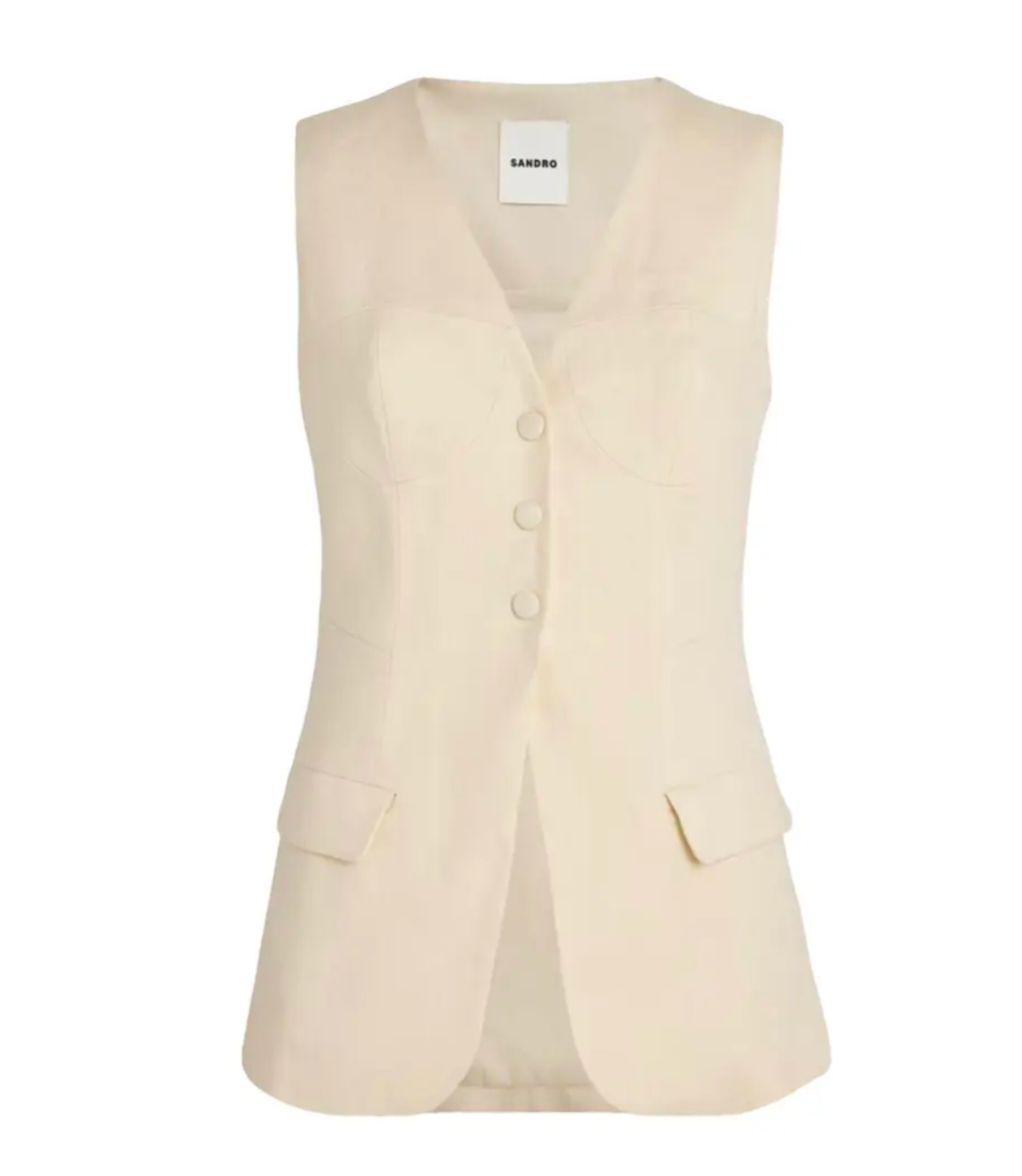 Sandro Linen Sleeveless Jacket