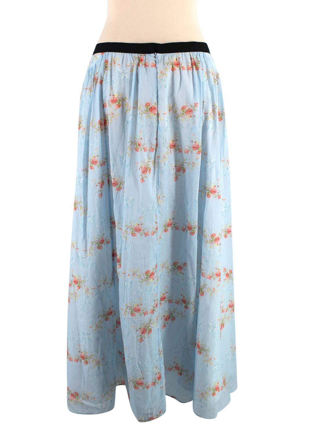 Emilia Wickstead Blue Floral Print Alula Midi Skirt