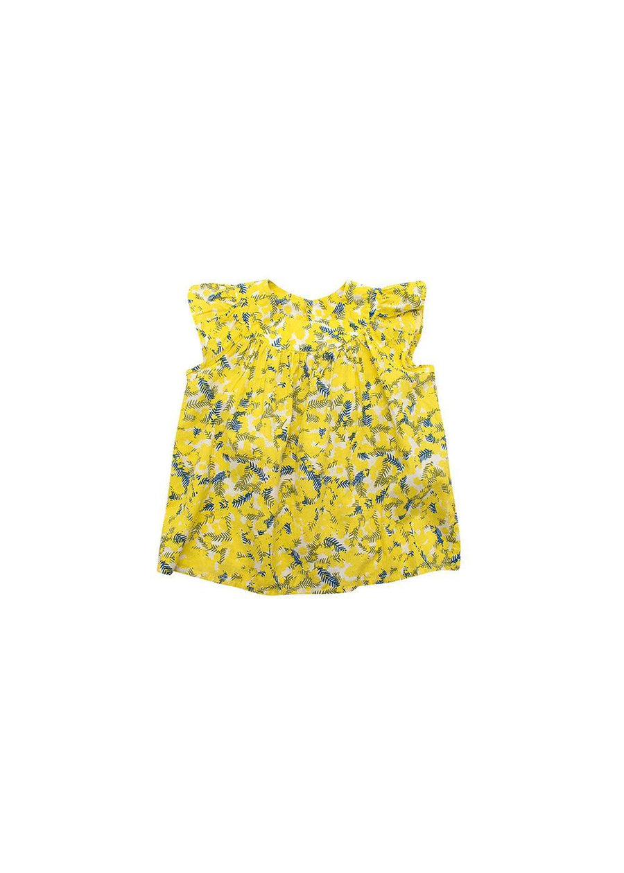 Yellow Mimosa Print Cotton Blouse