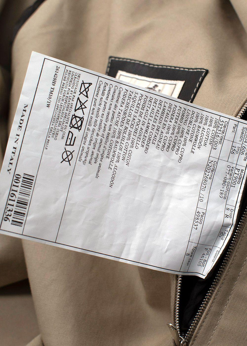 Hermes Neutral Beige Trench Coat with Brown Leather Inserts