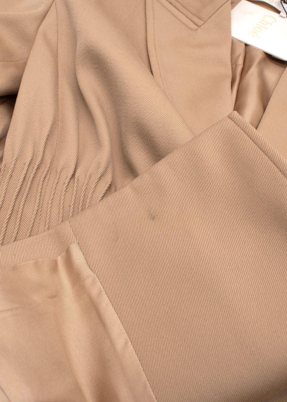 Chloe Beige Double Breasted Cinched Waist Blazer