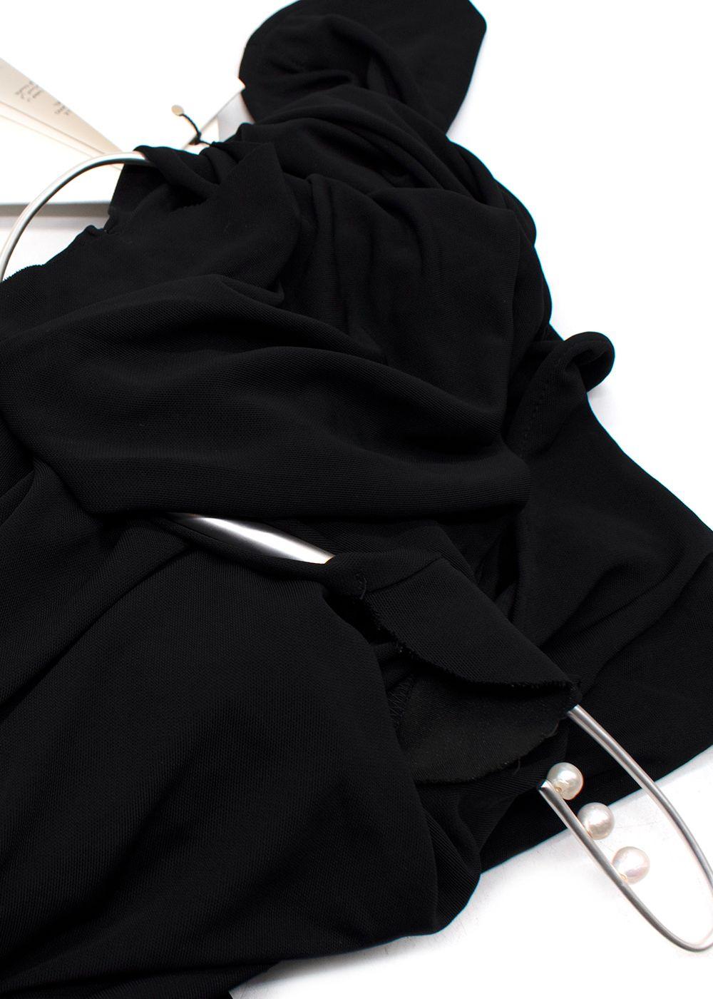 Christopher Esber Black Jersey 'Levitate' Longsleeve Halter Dress