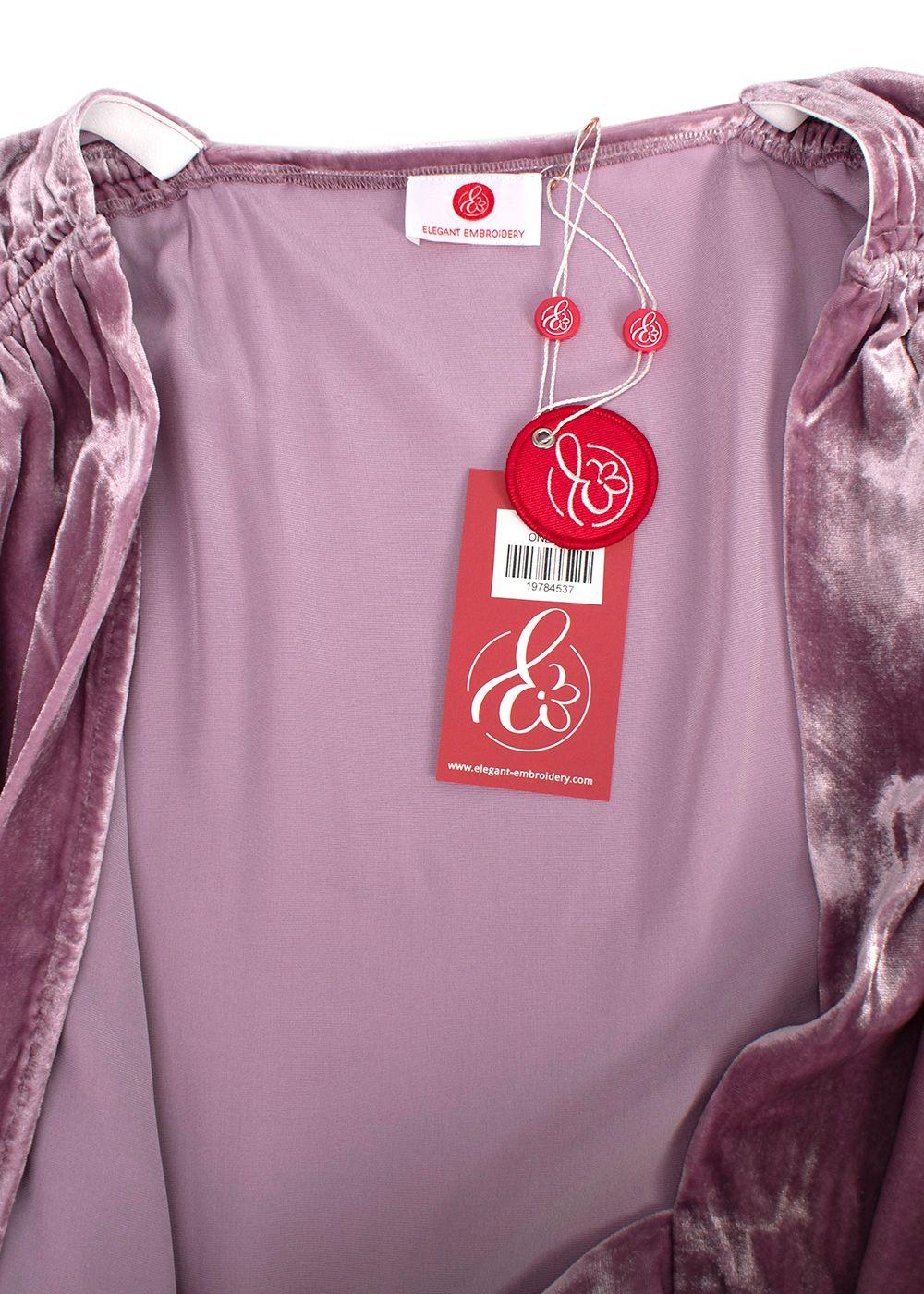 Elegant Embroidery Pink Velvet Wrap Kaftan
