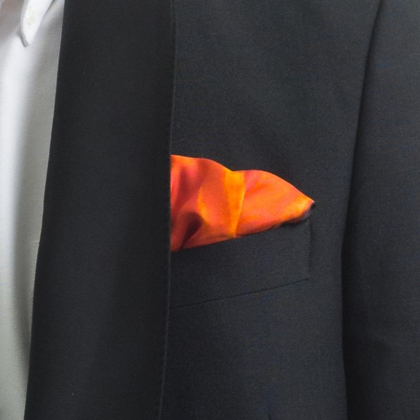 Rosemary Goodenough Mad Red Flowers IX Silk Pocket Square