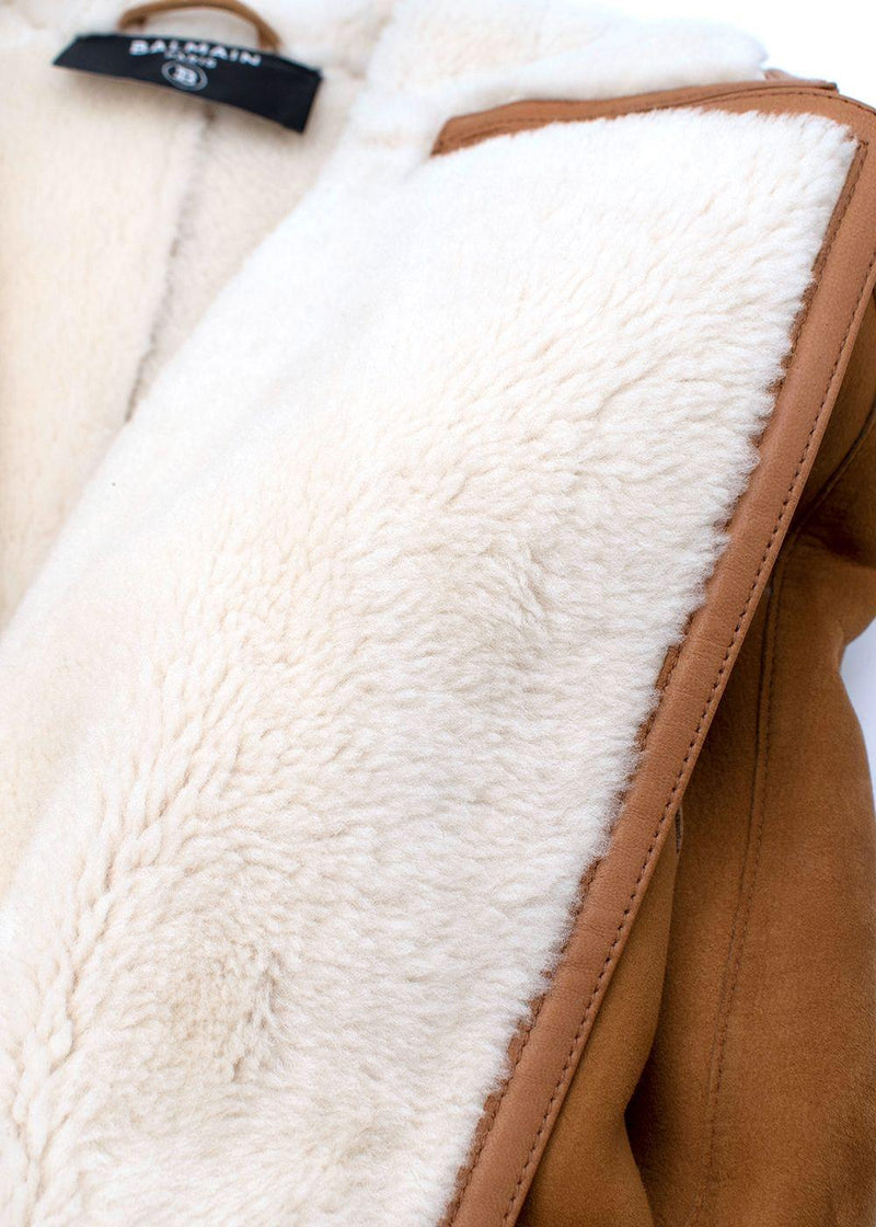 Balmain Oversize Shearling and Suede Coat