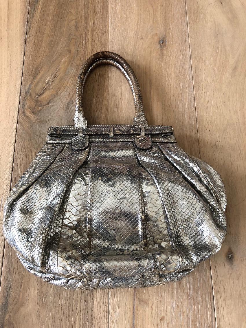 Zagliani silver python bag