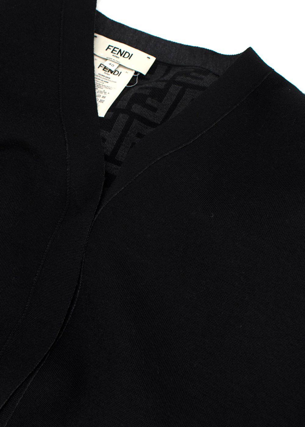 Fendi Black Knit Cardigan with Monogram Interior