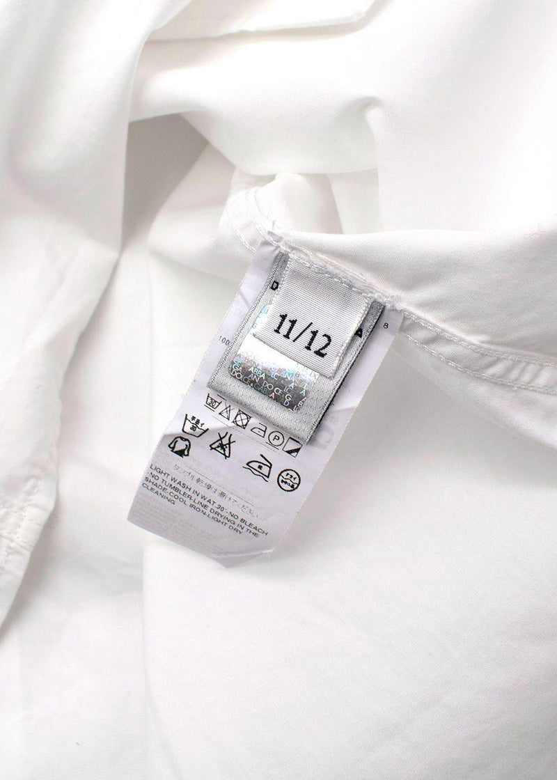 Kids Pleated White Cotton Fitted Shirt