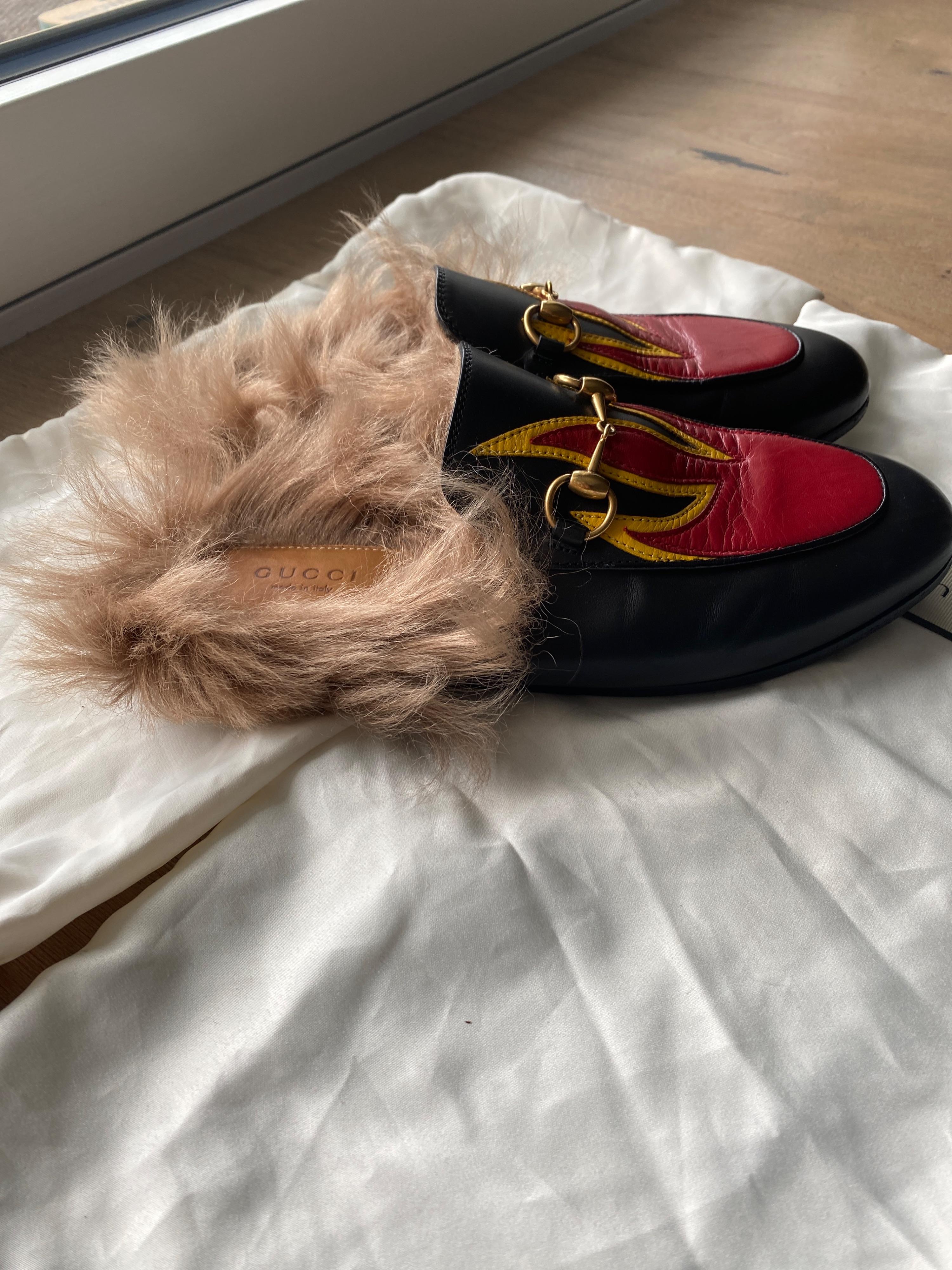 Black & red applique leather Princetown loafers