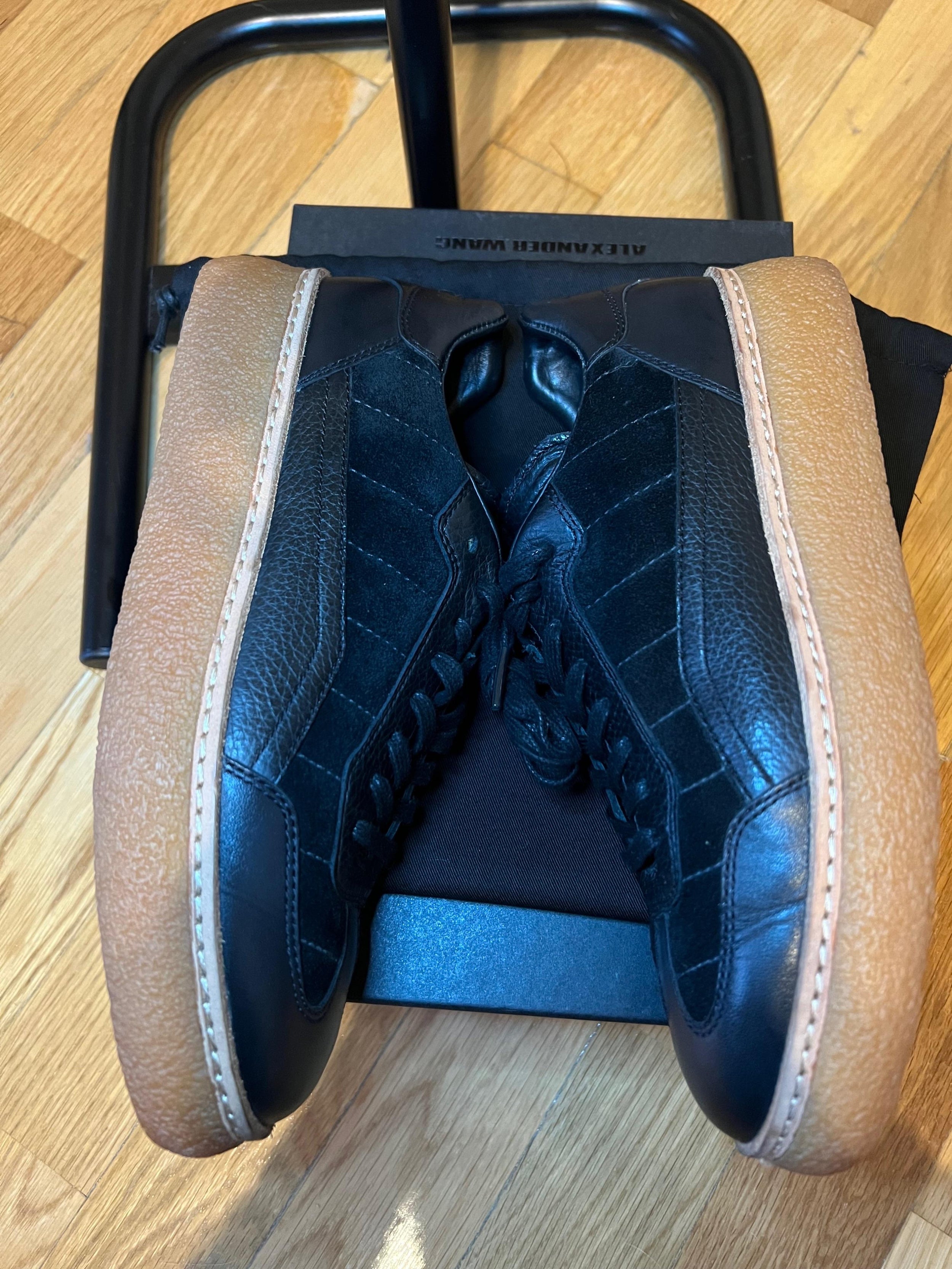 Black Leather & Suede Crepe Sole Trainers