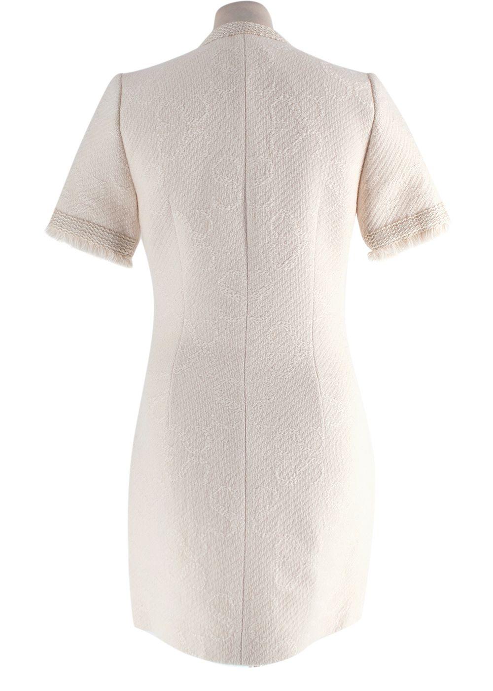 Sandro Cream S Jacquard Short Sleeve Mini Dress
