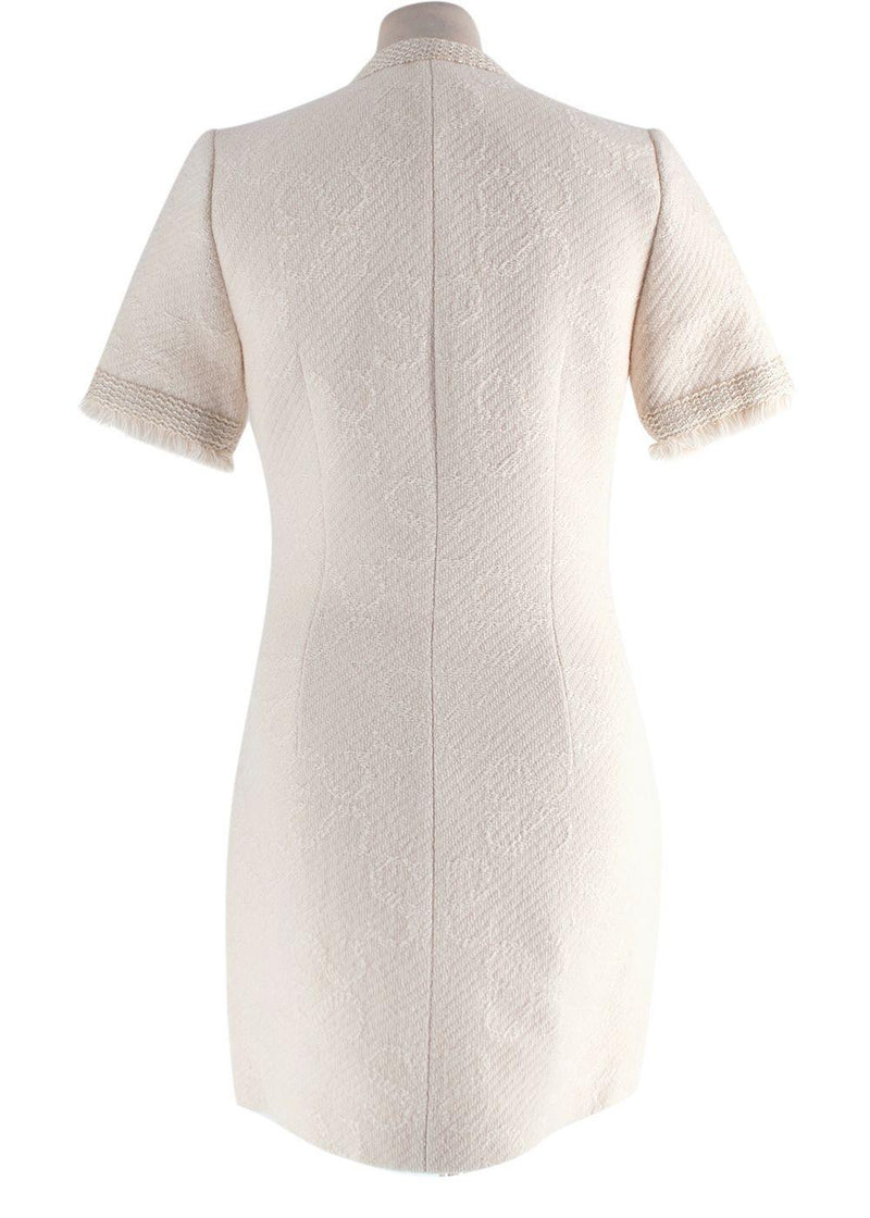 Sandro Cream S Jacquard Short Sleeve Mini Dress