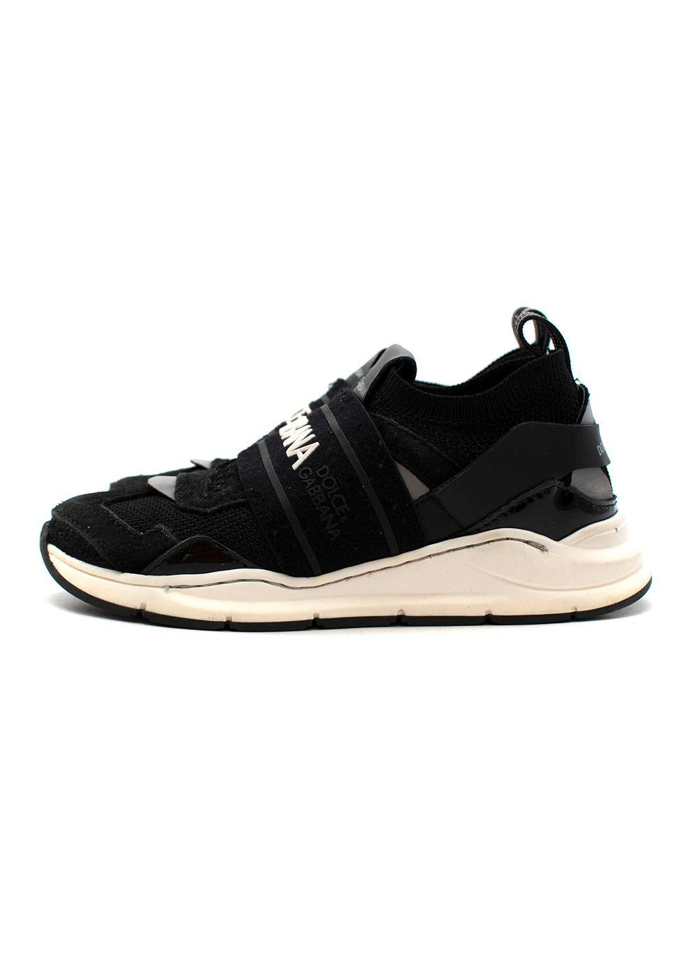 Black suede & mesh logo trainers