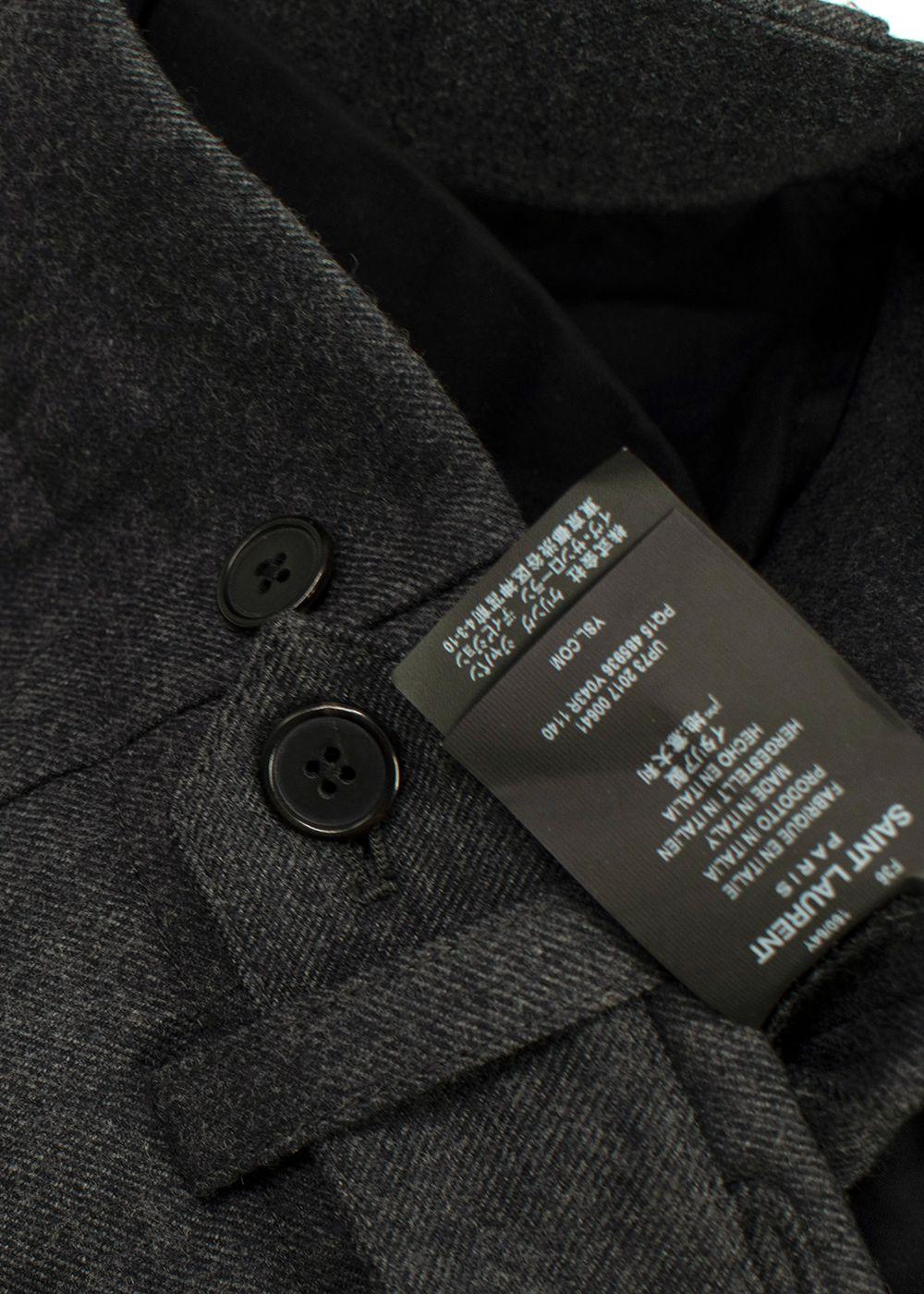 Saint Laurent Grey Belted Wool Trousers