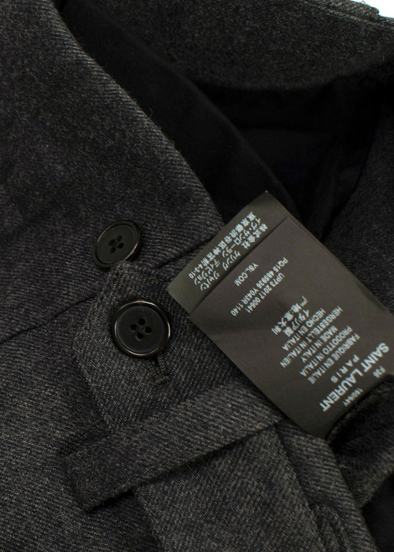 Saint Laurent Grey Belted Wool Trousers