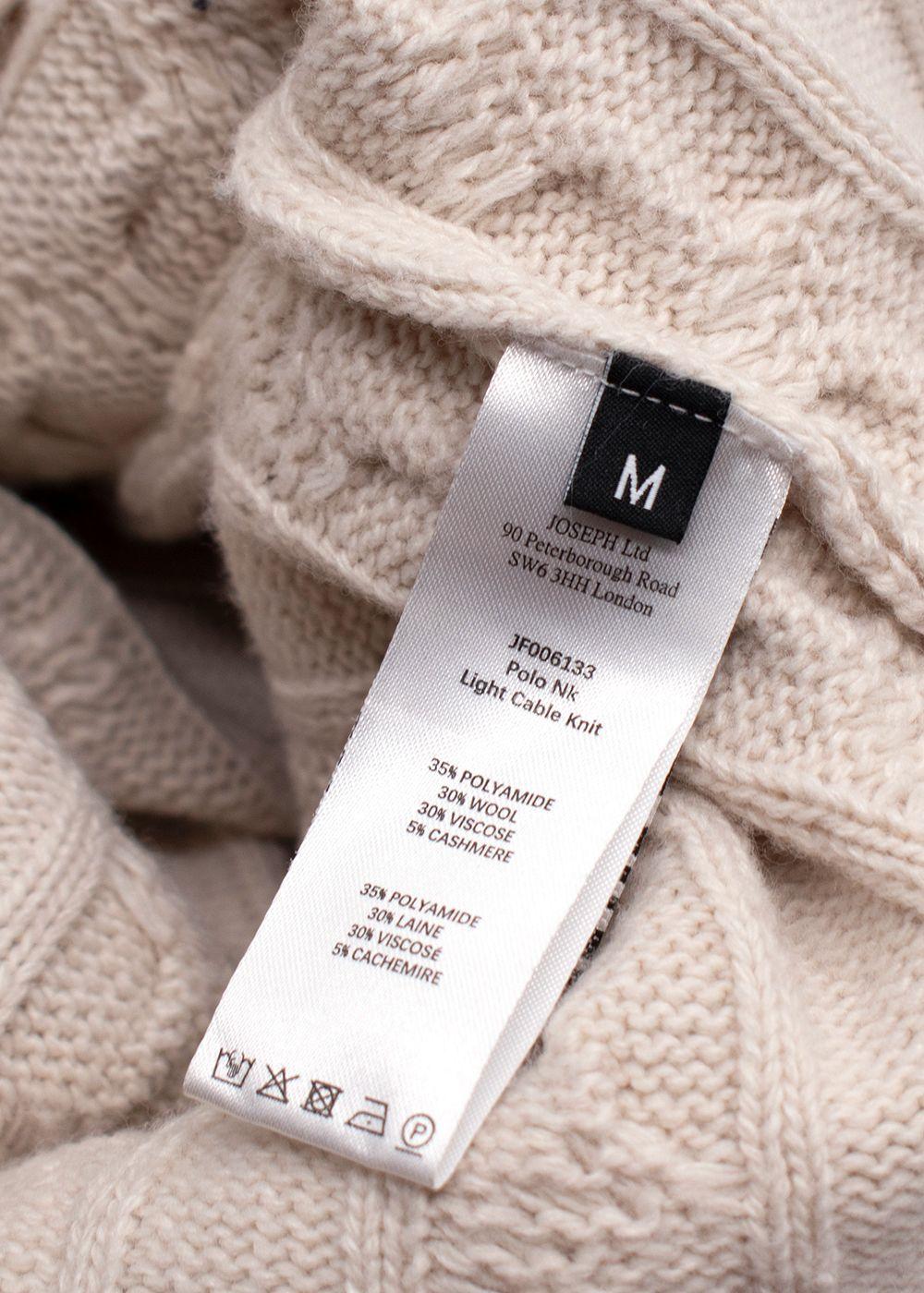 Joseph Cream Light Cable Knit Polo Neck Jumper