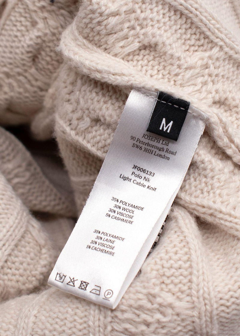Joseph Cream Light Cable Knit Polo Neck Jumper