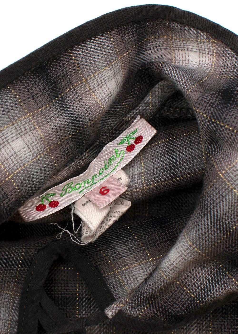 Kids 6Y Grey Monochrome Check Lurex Woven Top