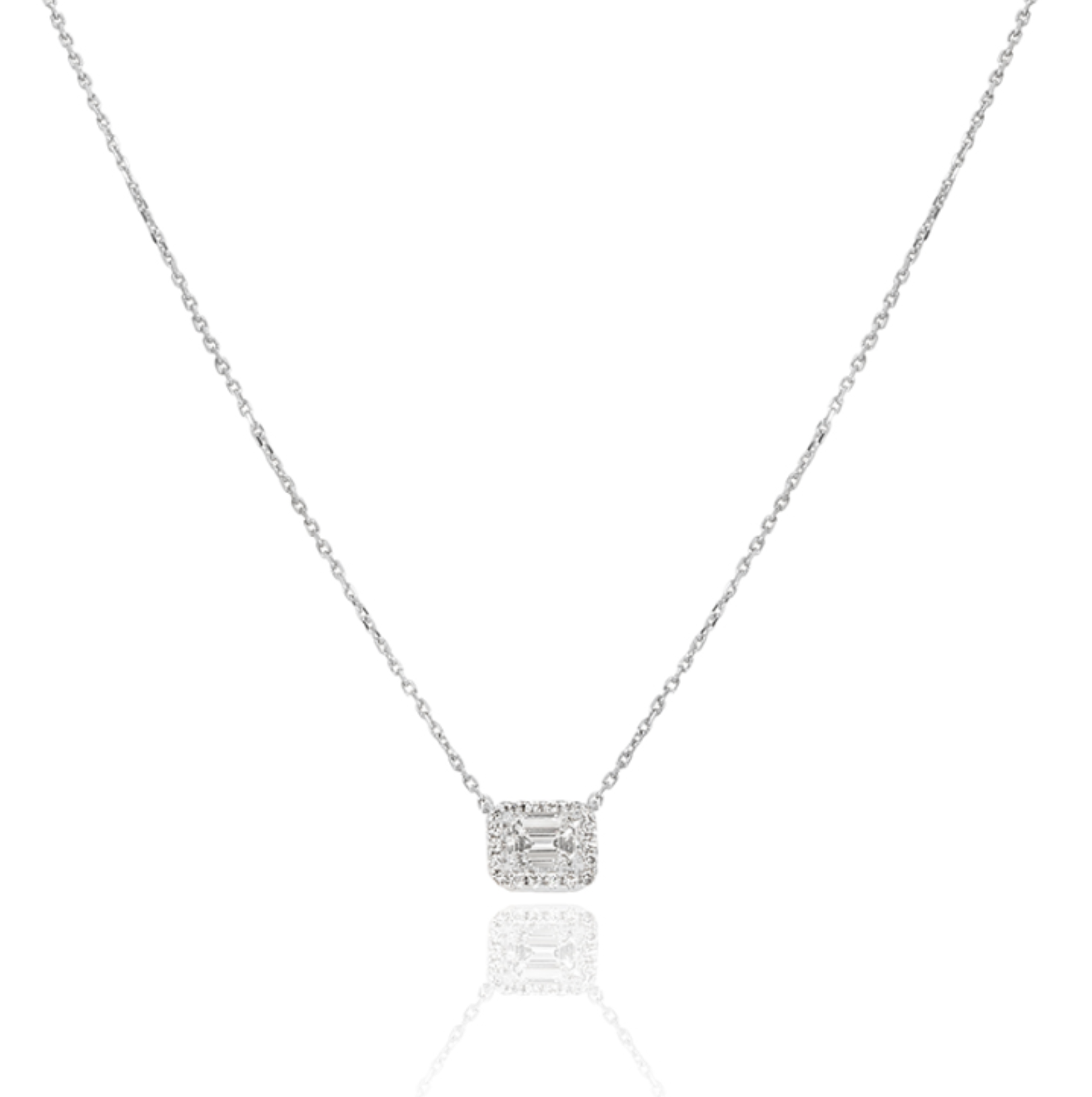 18ct White Gold Diamond Pendant Necklace