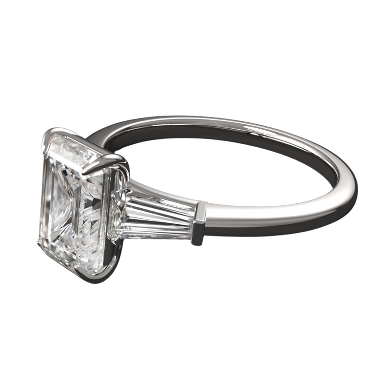 2CT Lab Grown Emerald Cut/ Tapered Baguette Ring