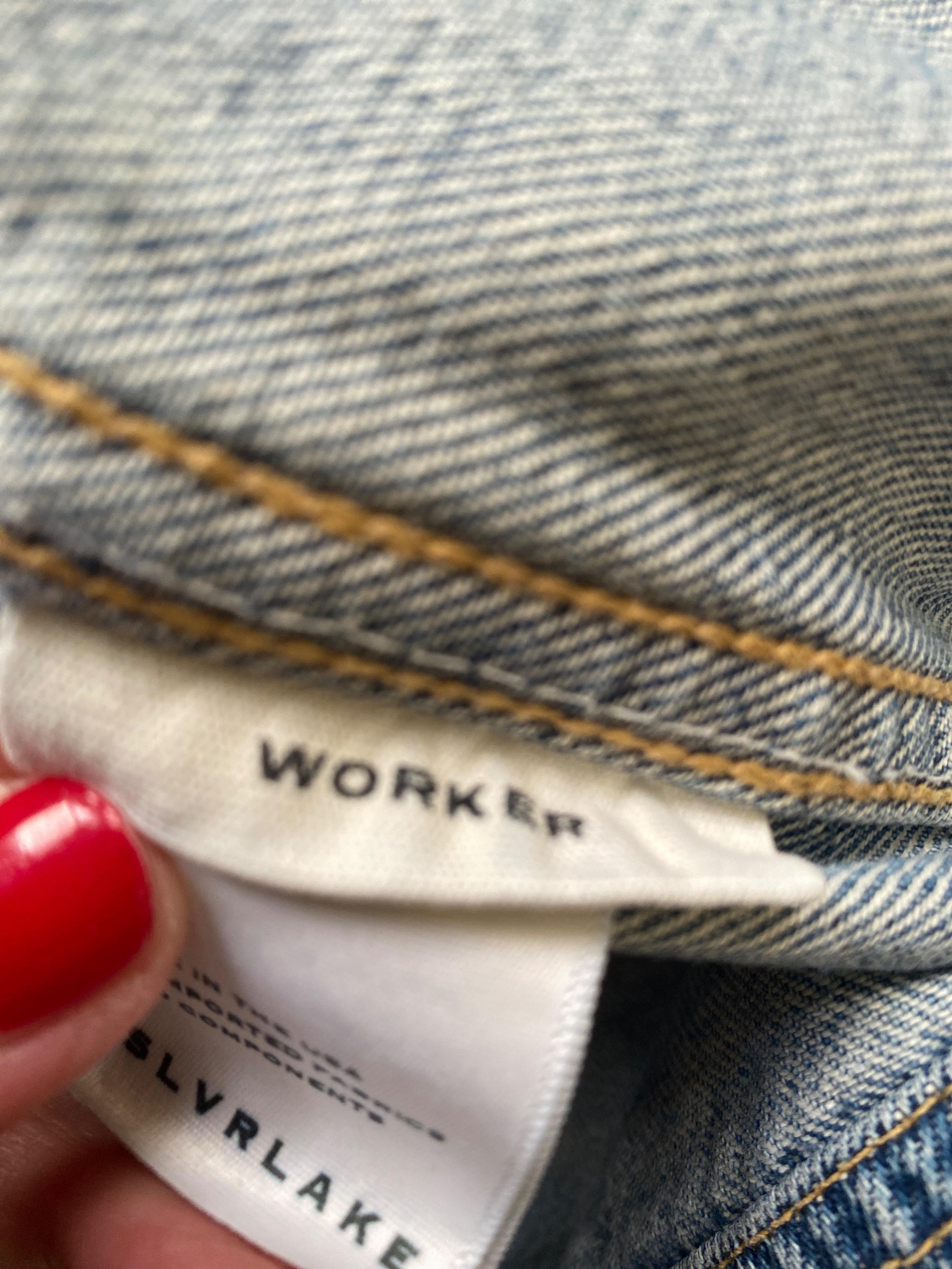 Distressed Denim Worker Utility Jacket