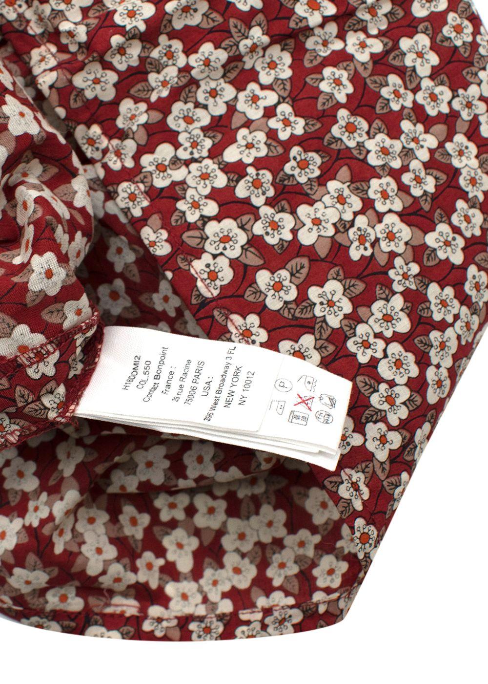 kids 10Y burgundy floral embroidered blouse
