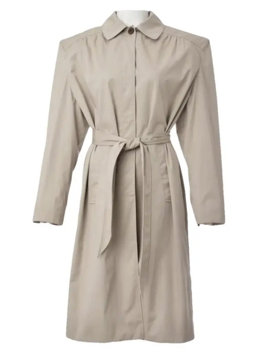 Beige Exaggerated Shoulder Trench Coat