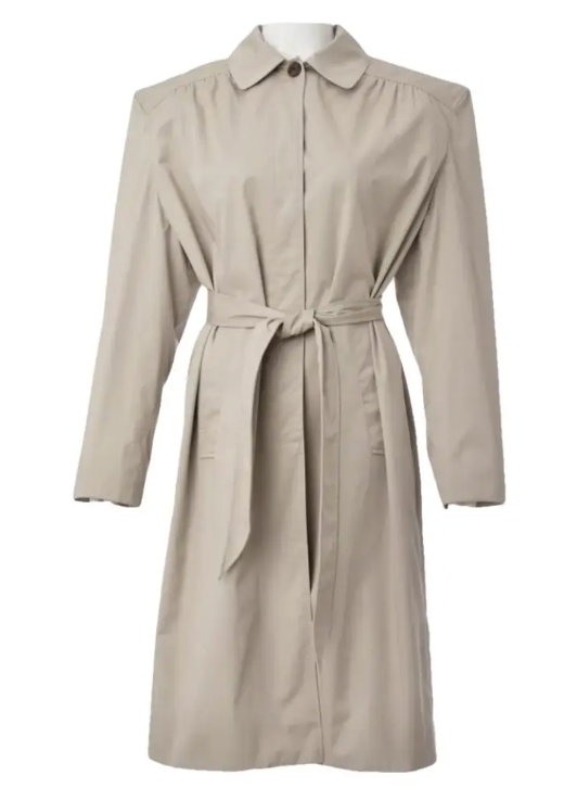 Beige Exaggerated Shoulder Trench Coat