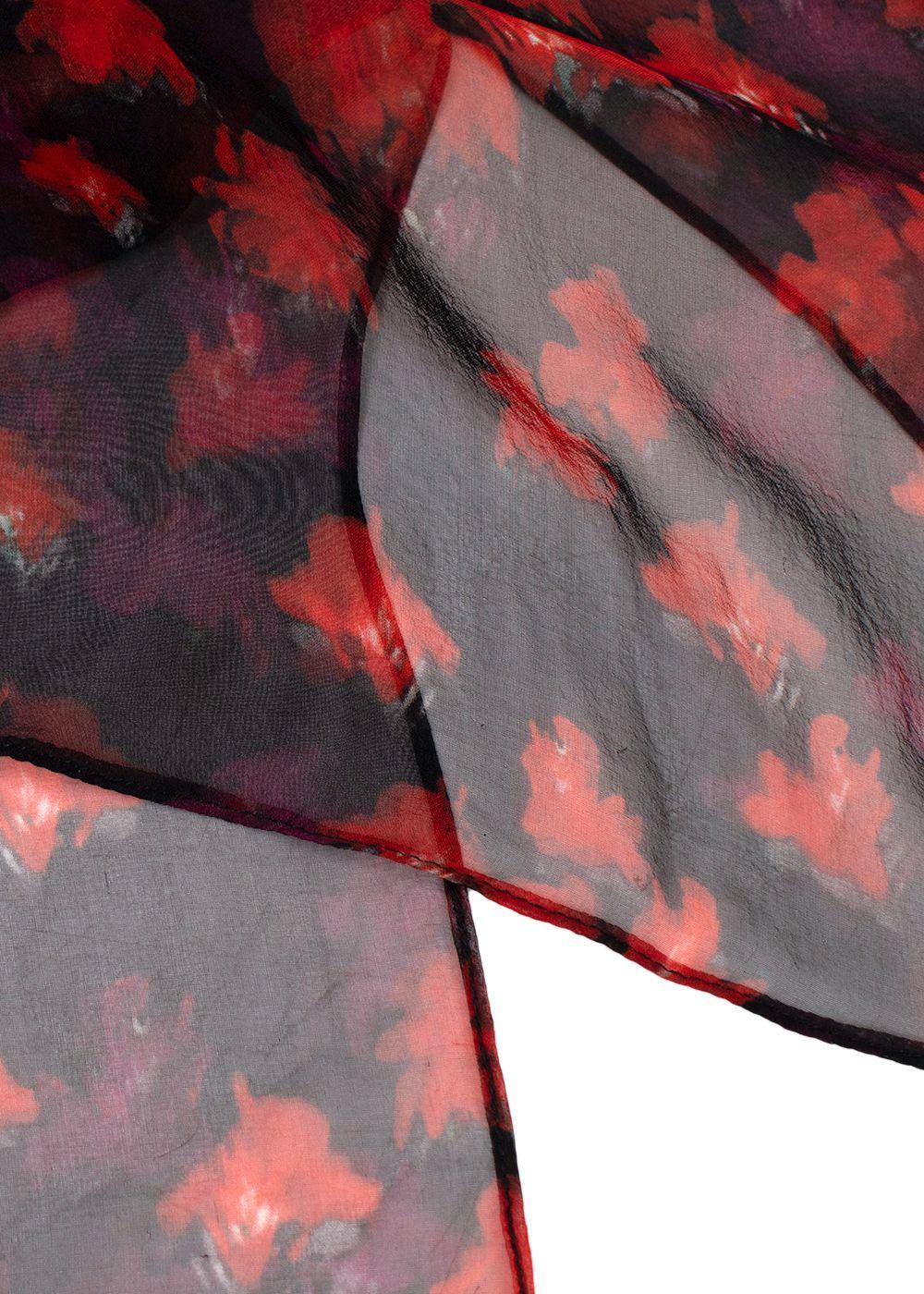 Givenchy Red and Black Floral Sheer Silk Blouse