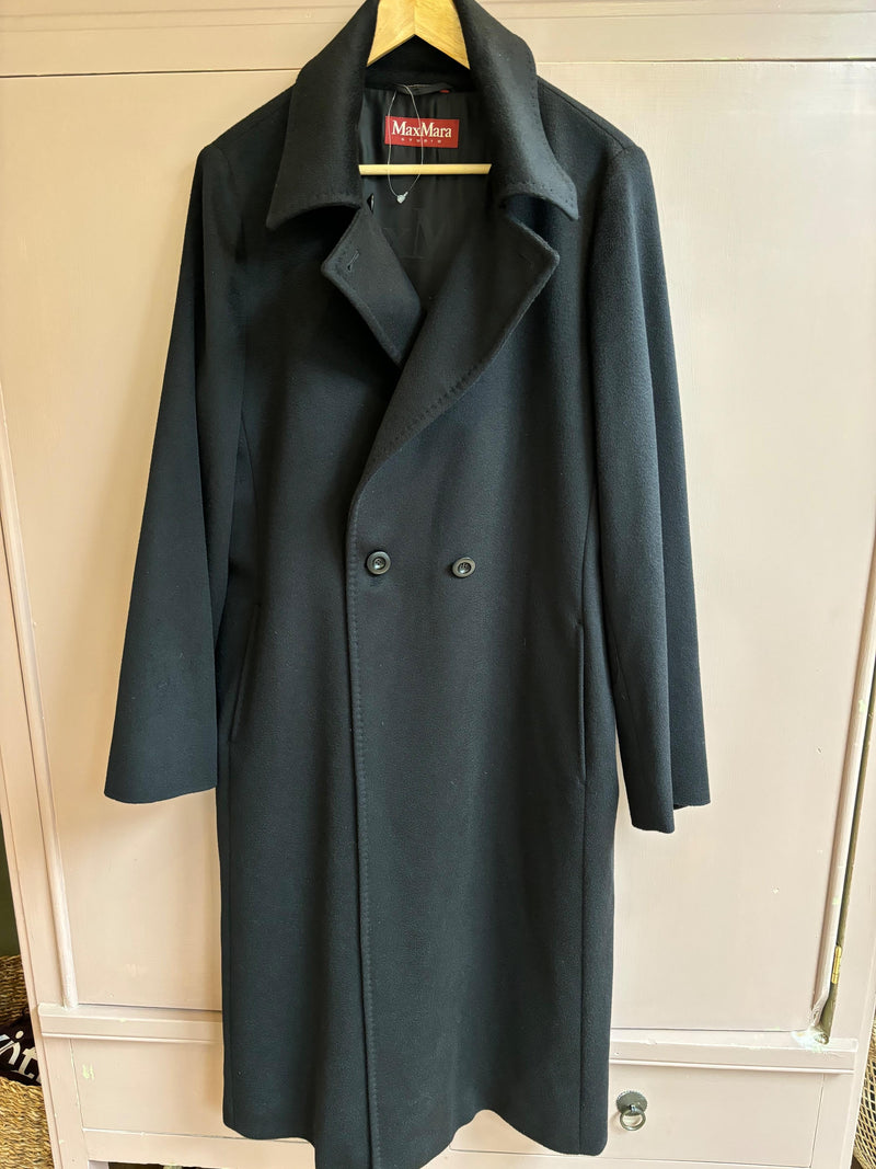 Black Wool Belted Coat