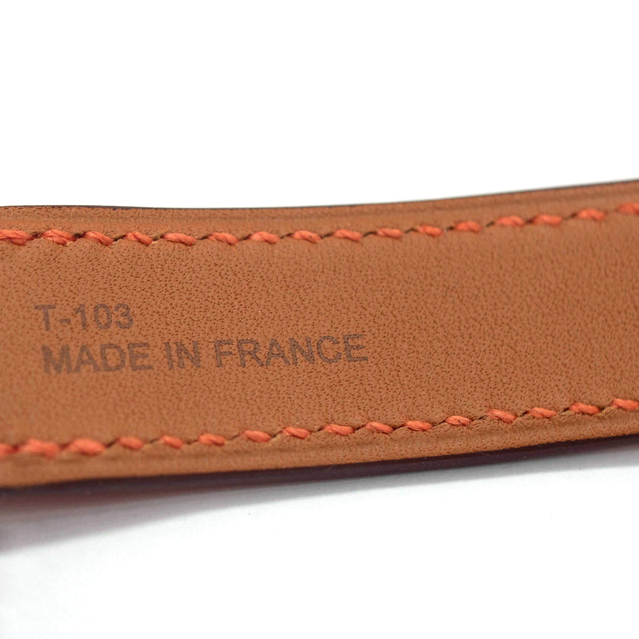 Hermes Small "Heure H" Watch With Orange Strap