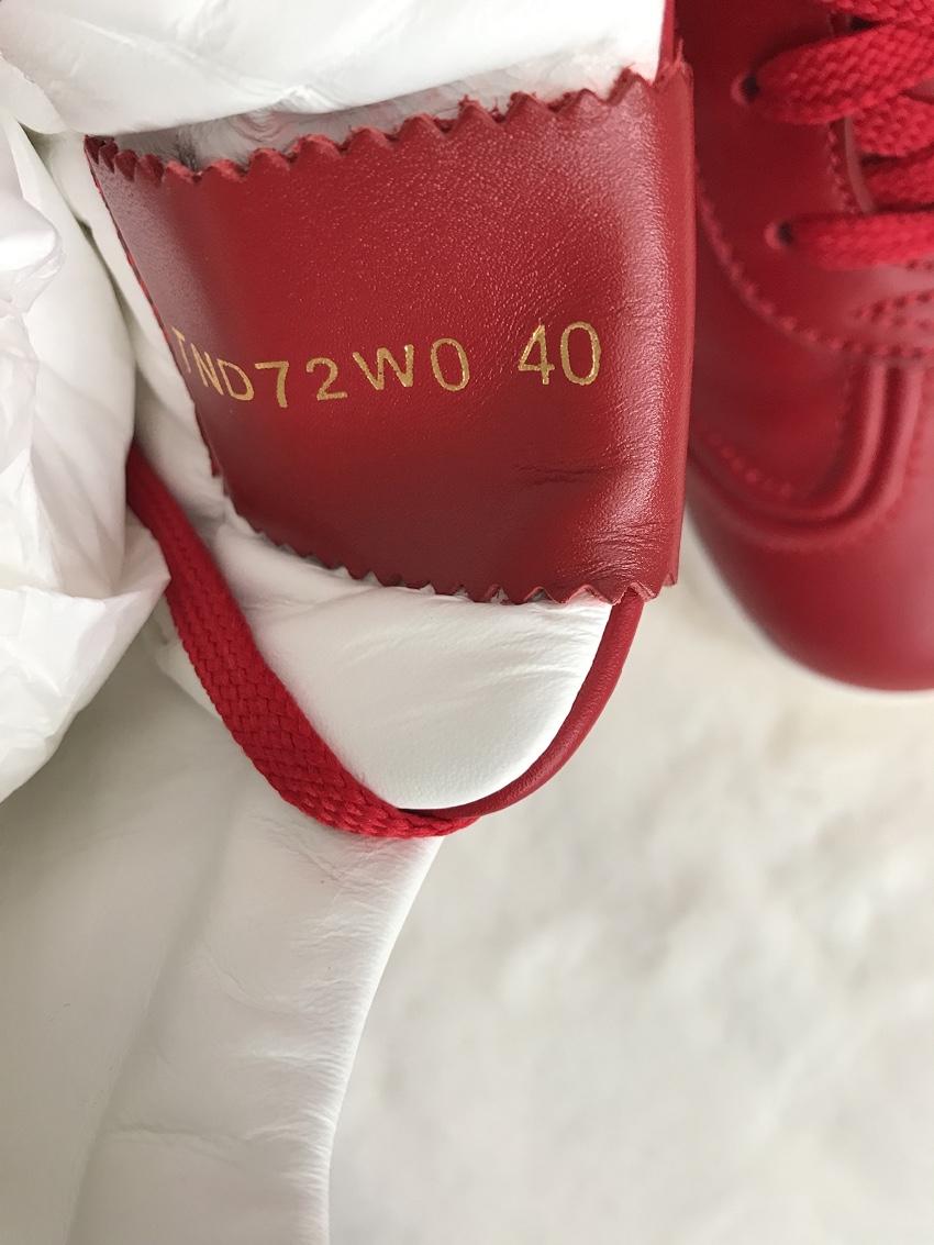 Valentino Red & White Rockstud Sneakers