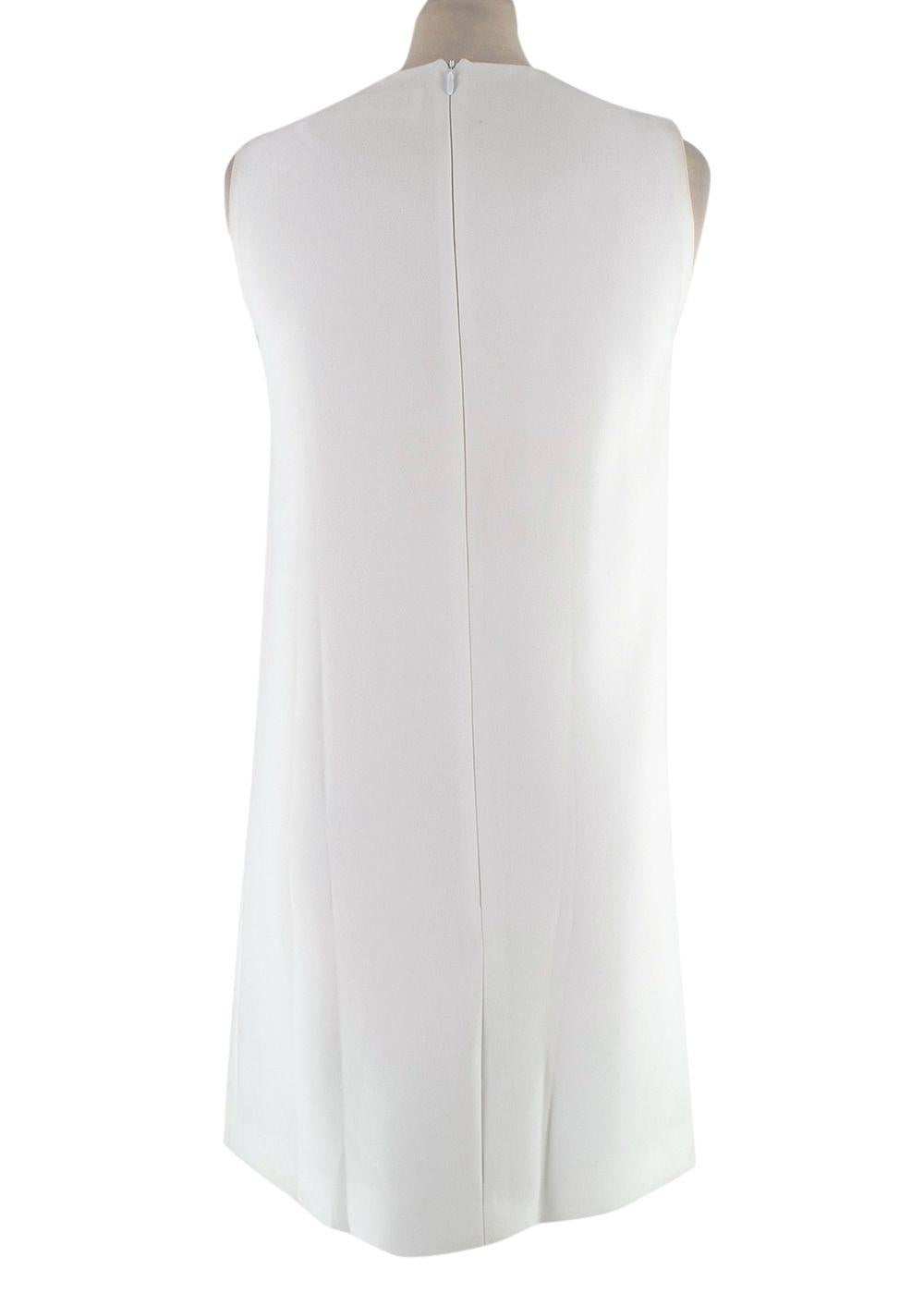 Victoria Beckham White and Blue Striped Ruched Mini Dress