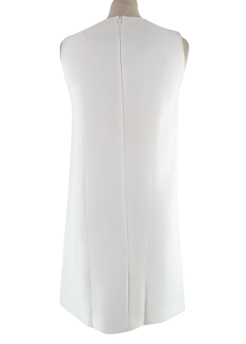 Victoria Beckham White and Blue Striped Ruched Mini Dress