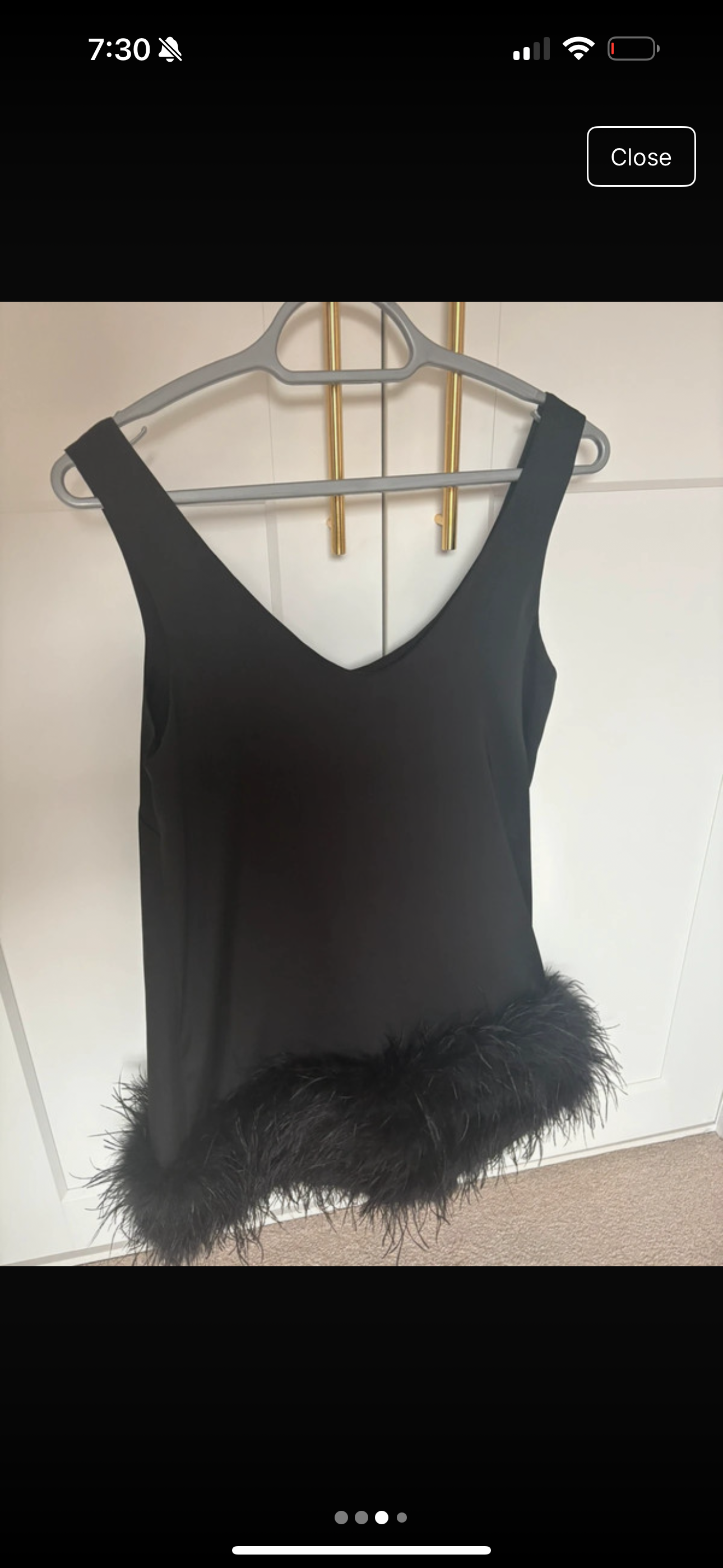 Nadine Merabi Feather Trimmed Black Mini Dress