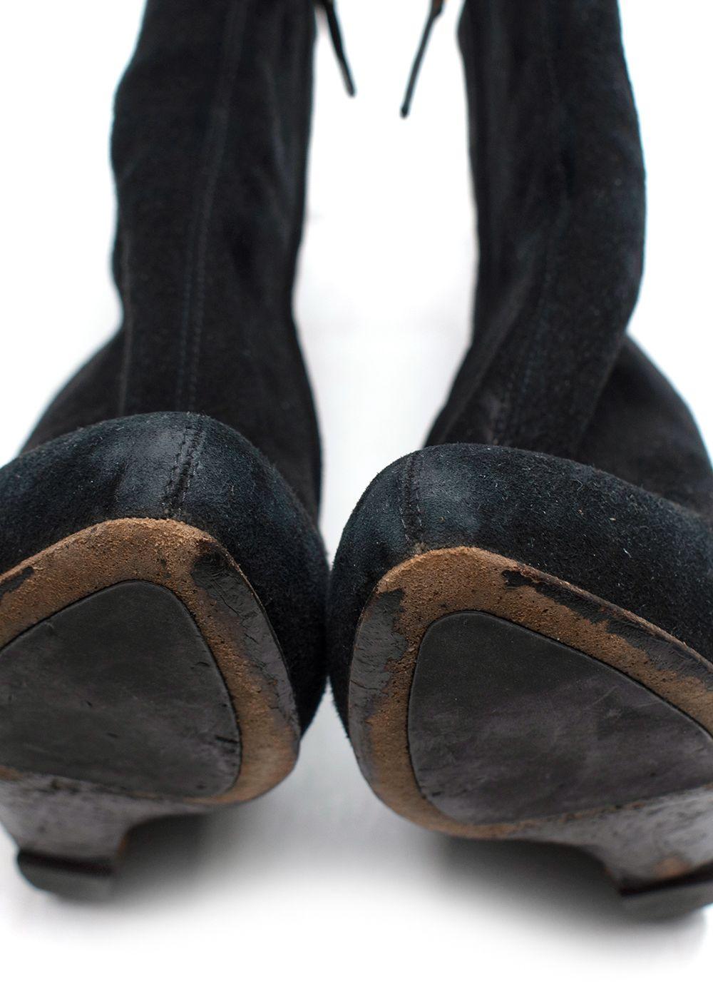 Giuseppe Zanotti Black Suede Wedge Ankle Boots Leopard Print Heel