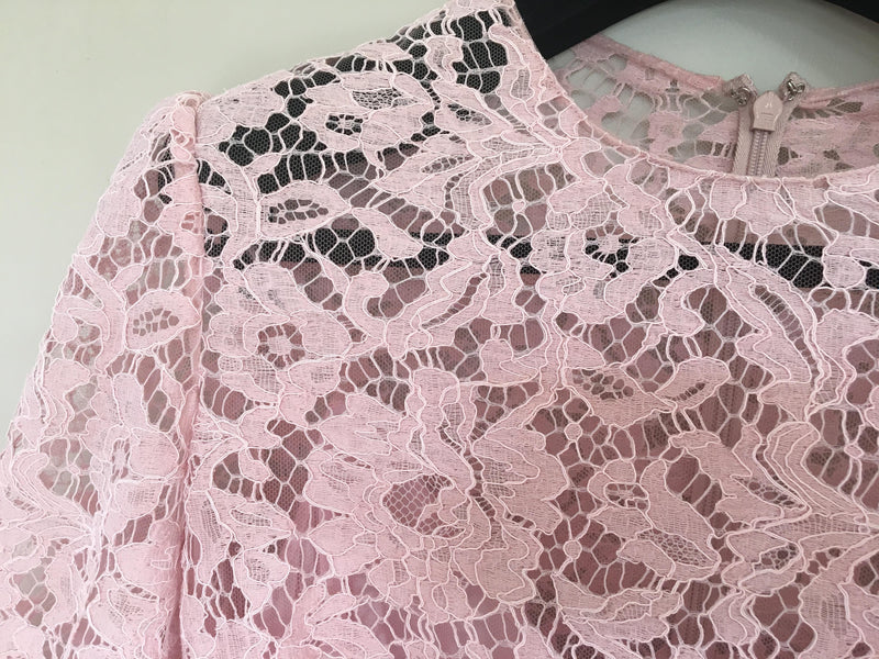 Valentino Scalloped Lace A-line Minidress In Pink