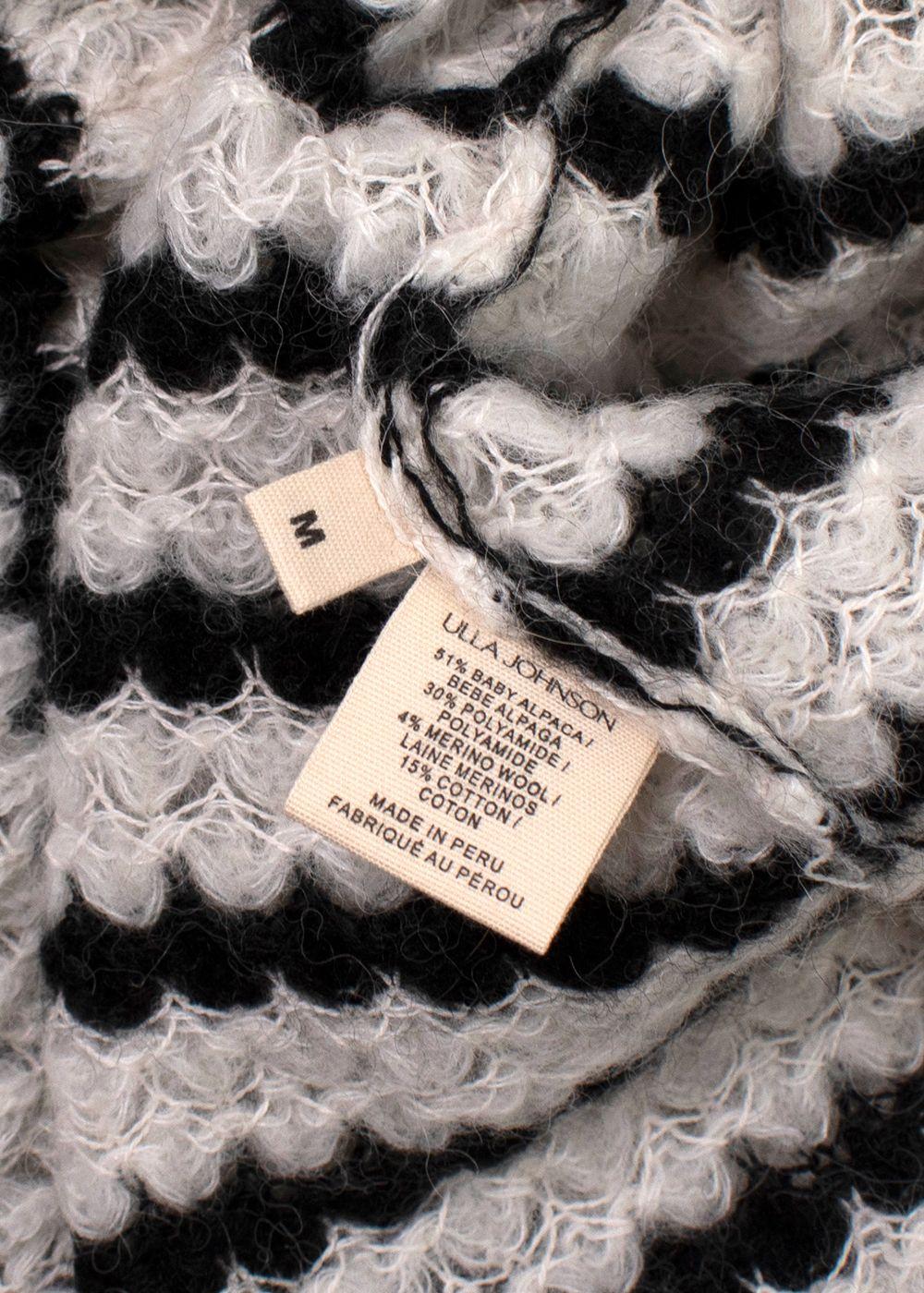Ulla Johnson Black and White Striped Camilla Ruffle Sweater
