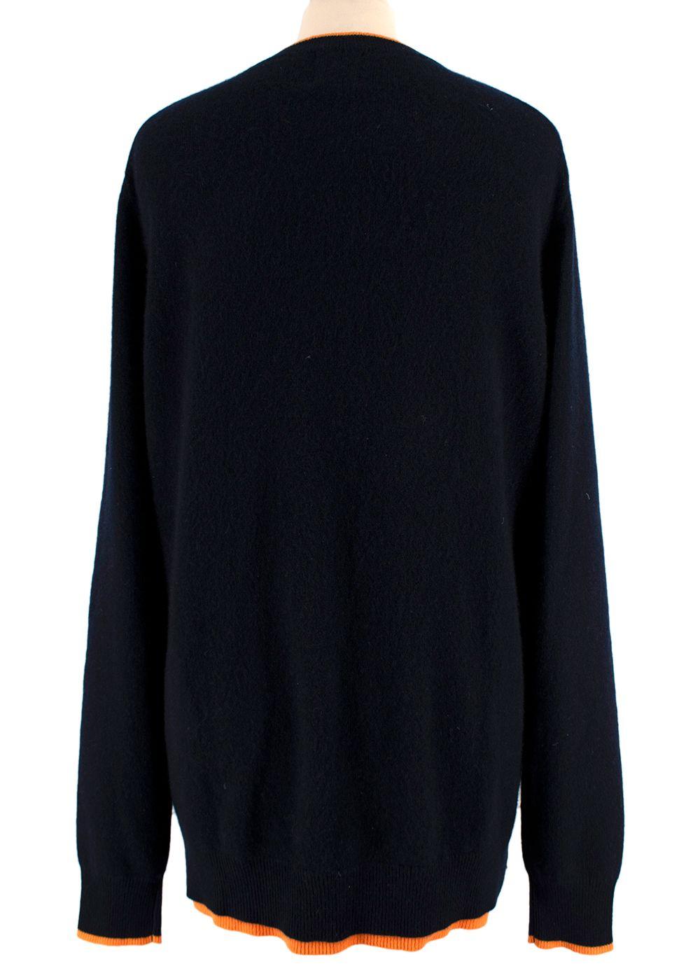 Madeleine Thompson Navy & Orange Cashmere Joshua Jumper