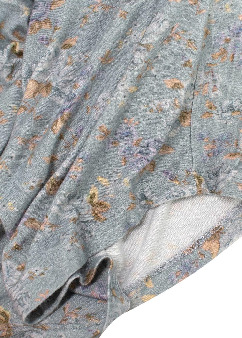 Love Shack Fancy Blue Floral Vienna Roll Neck Top