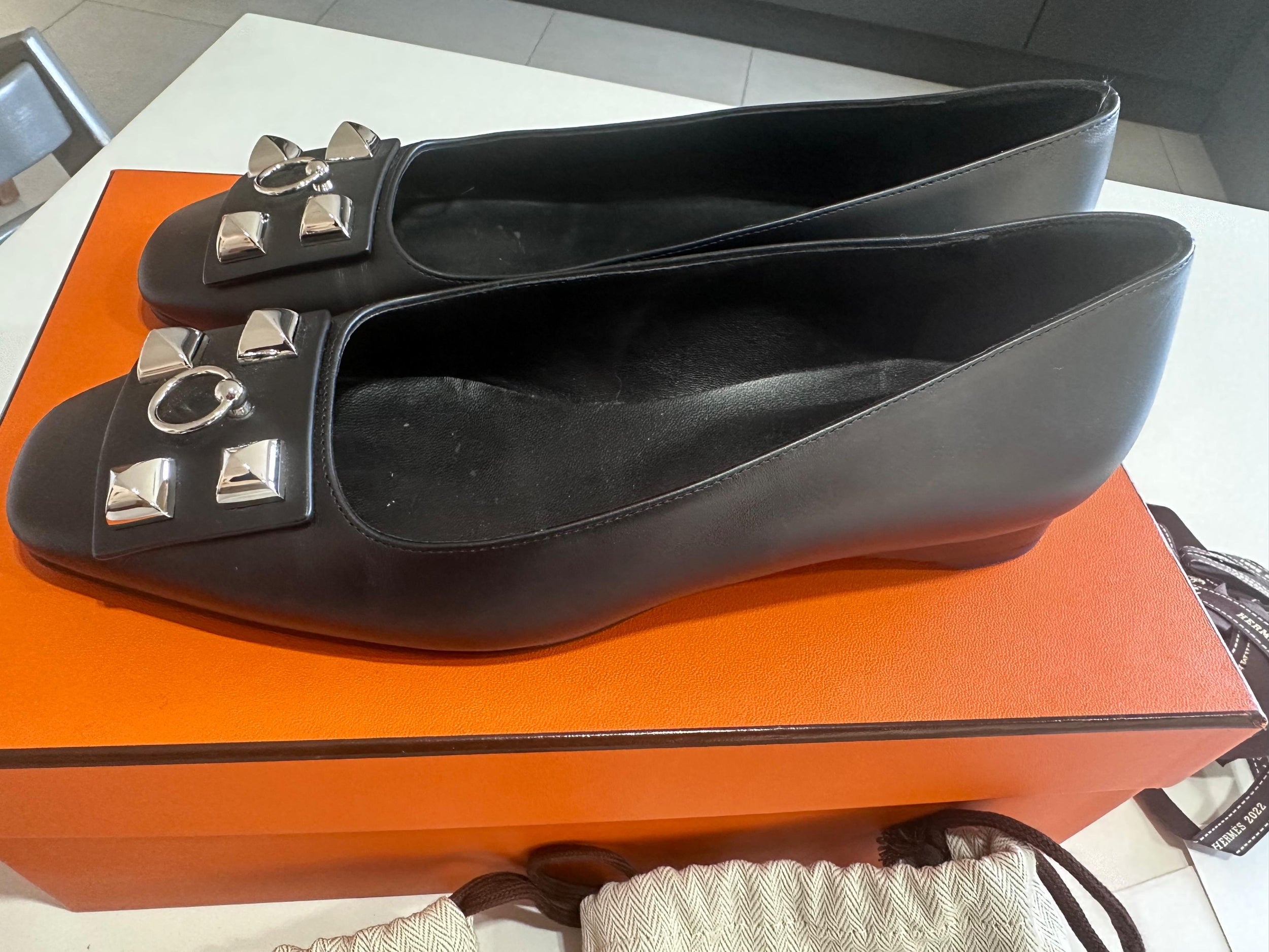 Hermes Black Danseuse Ballet Flats