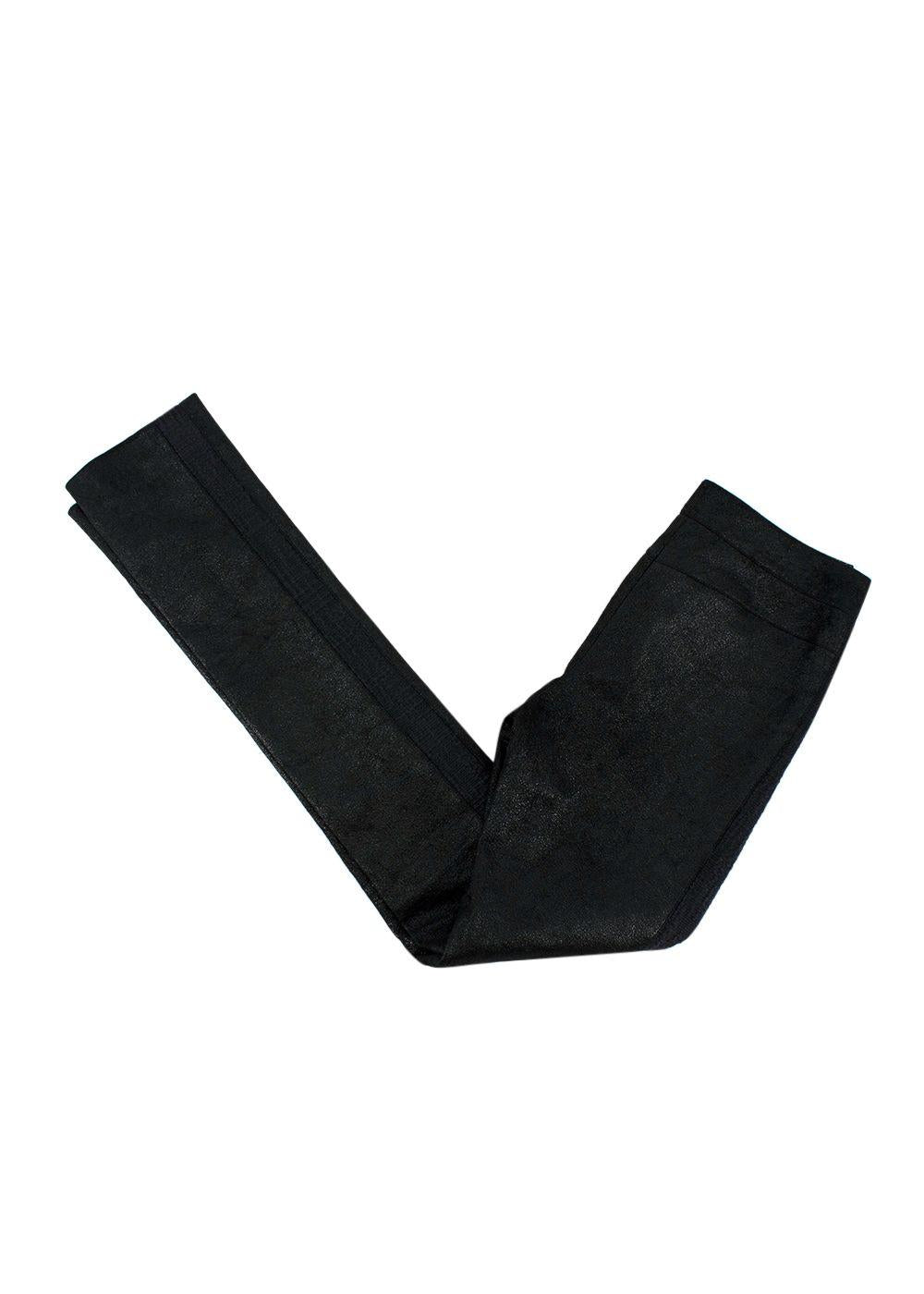 Chanel Black Coated Lambskin Leather Pants