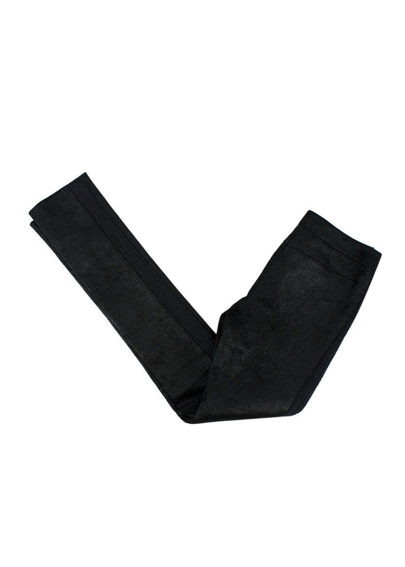 Chanel Black Coated Lambskin Leather Pants