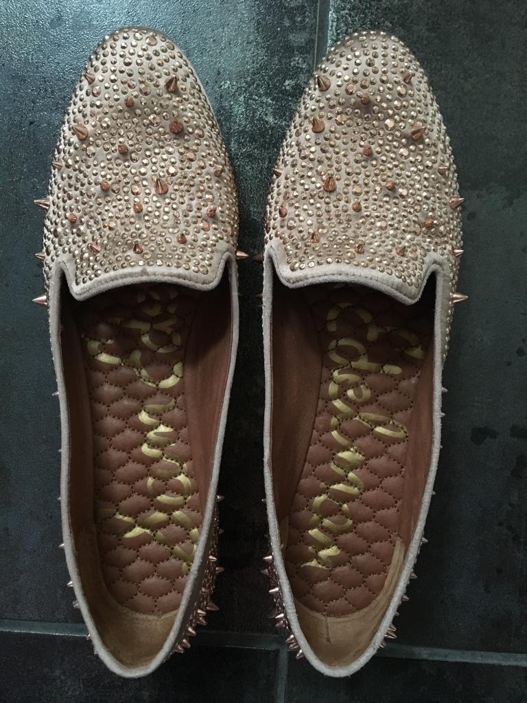 Sam Elderman Spiked Satin Flats