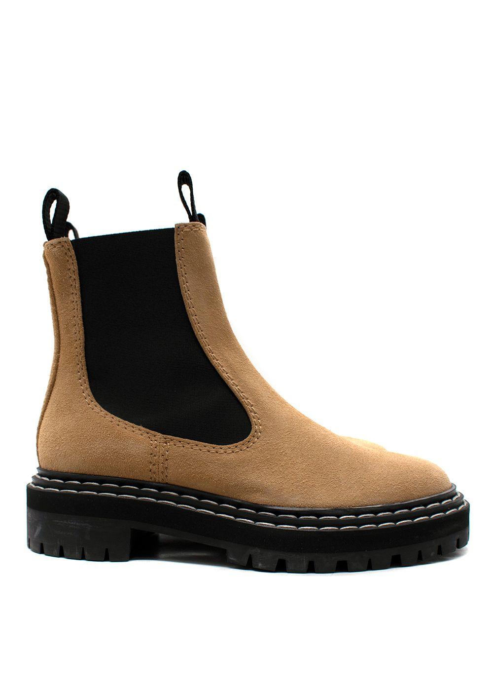 Proenza Schouler Sandy Brown Suede Chelsea Boots