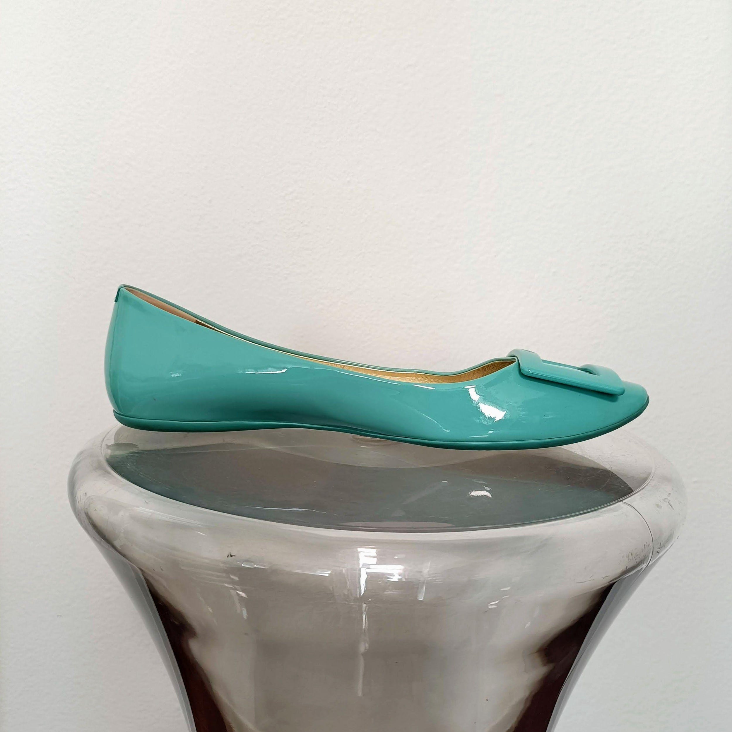 Turquoise Patent Ballerinas