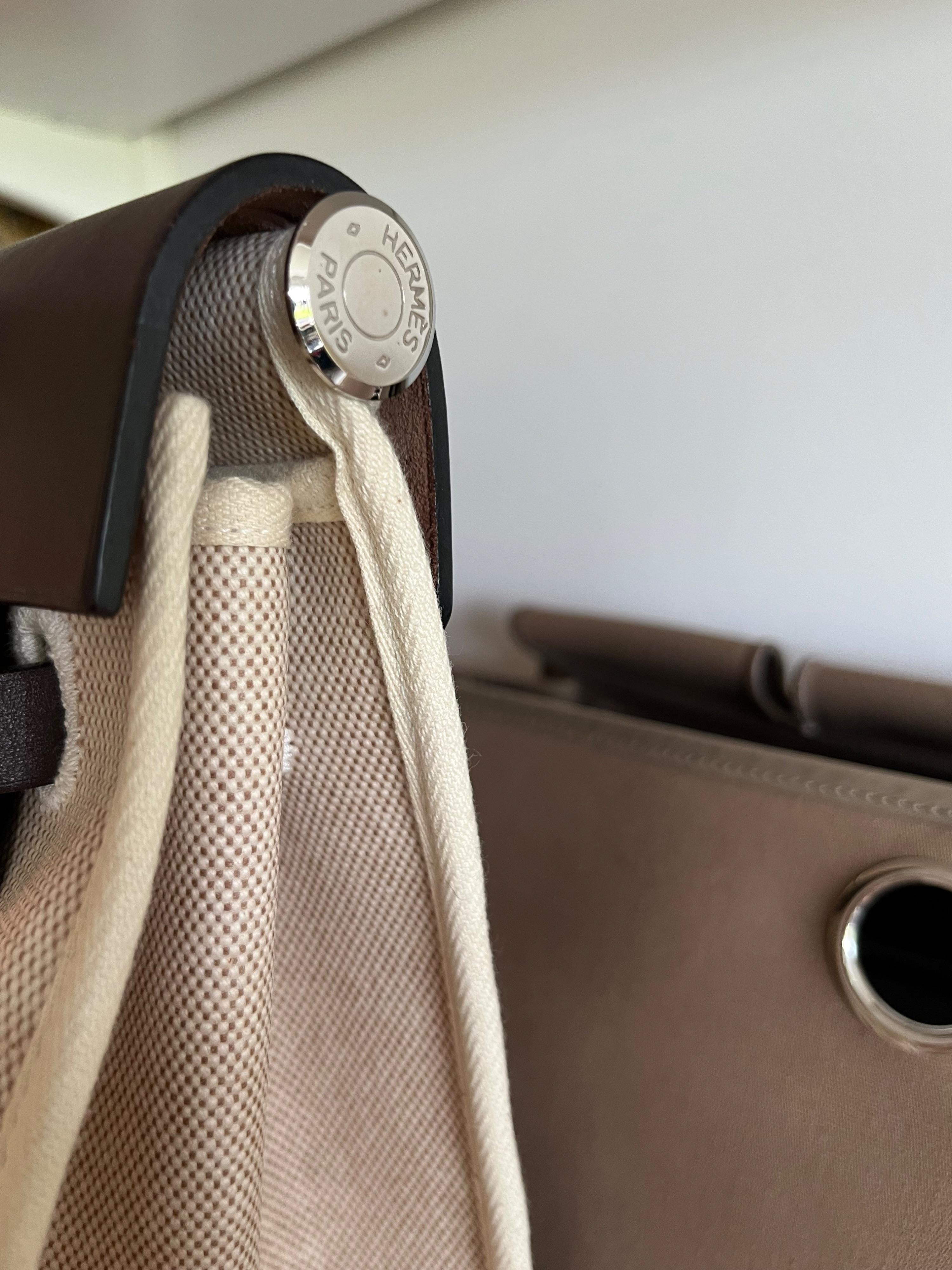 Hermes Beige Canvas Herbag